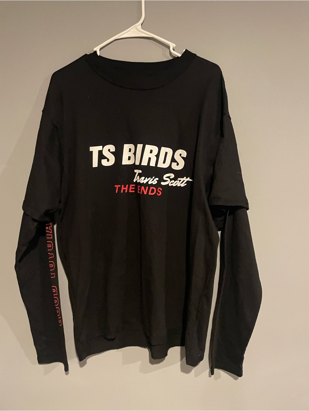 Official Travis Scott Men's TS Birds The Ends 2016 Tour Long Sleeve Tee Large
